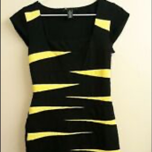Black yellow stripe bandage dress - Picture 7 of 7